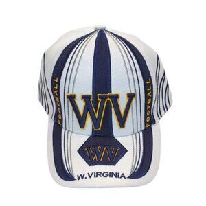 White, Gold and Navy Embroidered WV Mountaineers Adjustable Football Cap